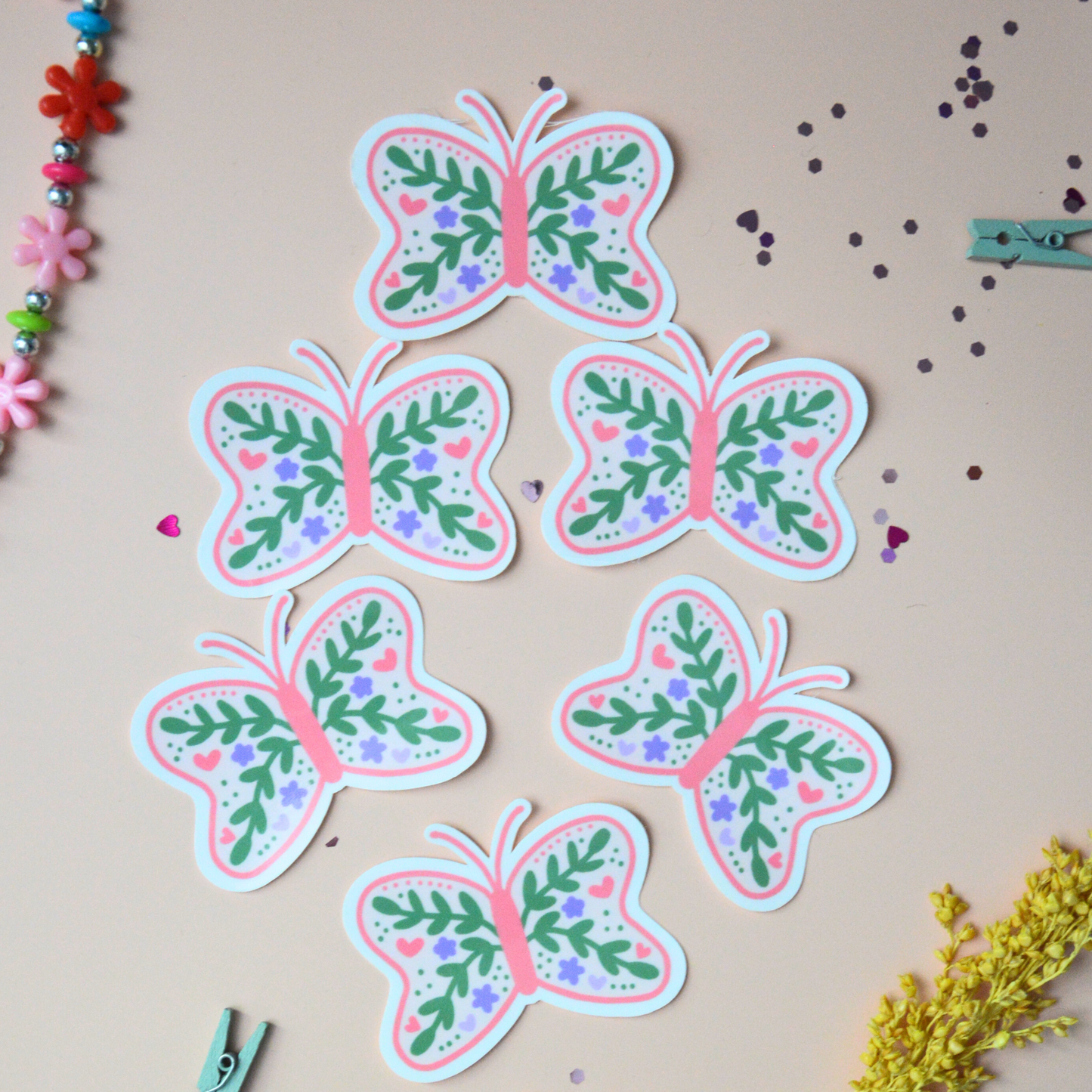 Sticker Papillon fleuri