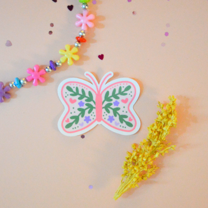 Sticker Papillon fleuri